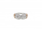 Limited Edition Italian sterling silver ring with 0.20ct diamonds and solid 14K rose gold accents