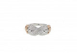 Limited Edition Italian sterling silver ring with 0.20ct diamonds and solid 14K rose gold accents