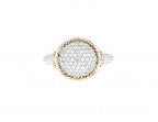 Limited Edition Italian sterling silver ring with 0.79ct diamonds and solid 14K yellow gold accents
