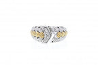 Italian sterling silver ring with 0.16ct diamonds and solid 14K yellow gold accent