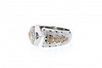 Italian sterling silver ring with 0.16ct diamonds and solid 14K rose gold accent