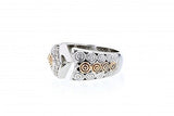 Italian sterling silver ring with 0.16ct diamonds and solid 14K rose gold accent