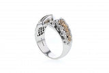 Italian sterling silver ring with 0.16ct diamonds and solid 14K rose gold accent