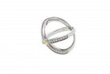 Italian sterling silver ring with 0.53ct diamonds and solid 14K yellow gold accents