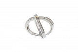 Italian sterling silver ring with 0.53ct diamonds and solid 14K yellow gold accents