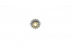Italian sterling silver ring with citrine center stone and solid 14K yellow gold accents