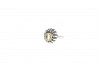 Italian sterling silver ring with citrine center stone and solid 14K yellow gold accents
