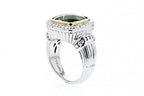 Italian Sterling Silver ring with 14K solid yellow gold accents and a 5.7ct. Rose Quartz center stone