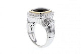 Italian Sterling Silver ring with 14K solid yellow gold accents and a 5.88ct. Smoky Quartz center stone