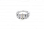 Italian sterling silver ring with 0.10ct diamonds, matte finish and 14K solid yellow gold accents