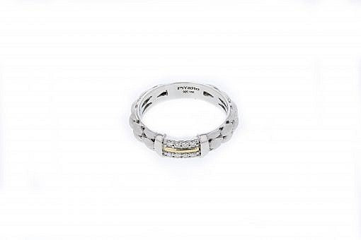 Italian sterling silver ring with 0.11ct diamonds and 14K solid yellow gold accents