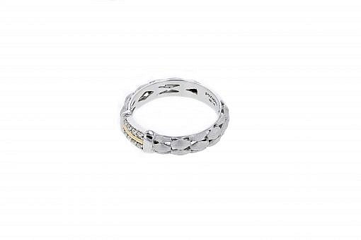 Italian sterling silver ring with 0.11ct diamonds and 14K solid yellow gold accents