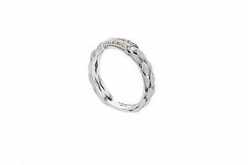 Italian sterling silver ring with 0.11ct diamonds and 14K solid yellow gold accents