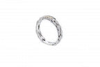 Italian sterling silver ring with 0.11ct diamonds and 14K solid yellow gold accents