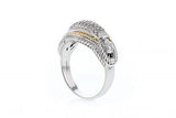 Italian sterling silver ring with 0.26ct. of diamonds and 14K solid yellow gold accent