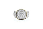 Italian sterling silver ring with 0.86ct diamonds and 14K solid yellow gold accent