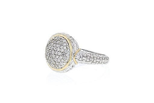 Italian Sterling Silver Ring with 0.79ct diamonds and 14K solid yellow gold accents