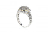 Italian Sterling Silver Ring with 0.79ct diamonds and 14K solid yellow gold accents