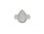 Italian Sterling Silver Pear Shaped Ring with 0.55ct. diamonds and 14K solid yellow gold accents