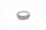 Italian Sterling Silver Ring with 0.51ct diamonds and 14K solid yellow gold accents