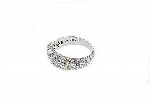Italian Sterling Silver Ring with 0.51ct diamonds and 14K solid yellow gold accents