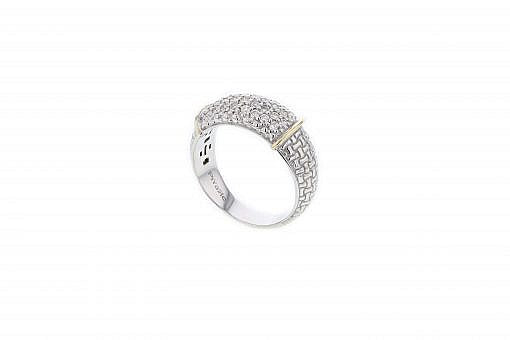 Italian Sterling Silver Ring with 0.51ct diamonds and 14K solid yellow gold accents
