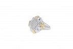 Italian sterling silver ring with 0.35ct diamonds and solid 14K yellow gold accents