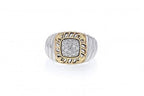 Italian sterling silver ring with 0.14ct diamonds and 14K solid yellow gold accent