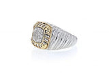 Italian sterling silver ring with 0.14ct diamonds and 14K solid yellow gold accent