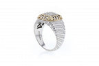 Italian sterling silver ring with 0.14ct diamonds and 14K solid yellow gold accent