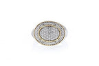 Italian sterling silver ring with 0.48ct diamonds and solid 14K yellow gold accents