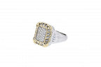 Italian sterling silver ring with 0.26ct diamonds and solid 14K yellow gold accents