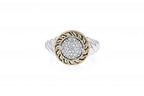 Italian sterling silver ring with 0.25ct diamonds and solid 14K yellow gold accent