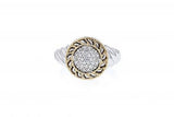 Italian sterling silver ring with 0.25ct diamonds and solid 14K yellow gold accent
