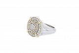 Italian sterling silver ring with 0.43ct diamonds and solid 14K yellow gold accents