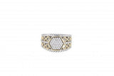 Italian sterling silver ring with 0.47ct diamonds and solid 14K yellow gold accents