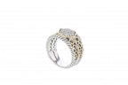 Italian sterling silver ring with 0.47ct diamonds and solid 14K yellow gold accents