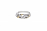 Italian sterling silver ring with 0.28ct diamonds and solid 14K yellow gold accents