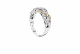 Italian sterling silver ring with 0.28ct diamonds and solid 14K yellow gold accents