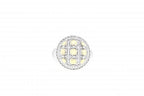 Italian sterling silver ring with 0.58ct diamonds and solid 14K yellow gold accents