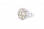 Italian sterling silver ring with 0.58ct diamonds and solid 14K yellow gold accents