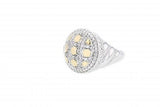 Italian sterling silver ring with 0.58ct diamonds and solid 14K yellow gold accents