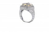 Italian sterling silver ring with 0.58ct diamonds and solid 14K yellow gold accents