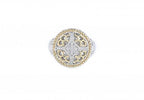 Italian sterling silver ring with 0.15ct diamonds and solid 14K yellow gold accents