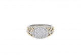 Italian sterling silver ring with 0.42ct diamonds and solid 14K yellow gold accents