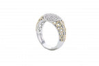 Italian sterling silver ring with 0.42ct diamonds and solid 14K yellow gold accents