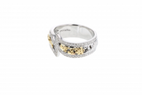 Italian sterling silver ring with 0.26ct diamonds and solid 14K yellow gold accents