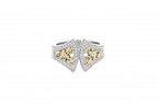 Italian sterling silver ring with 0.22ct diamonds and solid 14K yellow gold accents