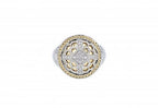 Italian sterling silver ring with 0.15ct diamonds and solid 14K yellow gold accents