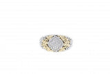 Italian sterling silver ring with 0.20ct diamonds and solid 14K yellow gold accents